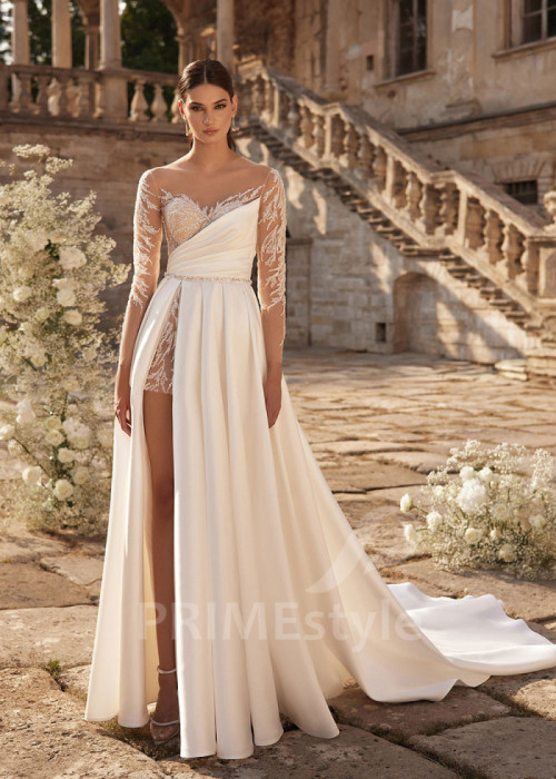 Extravagantné asymetrické svadobné šaty LC2731