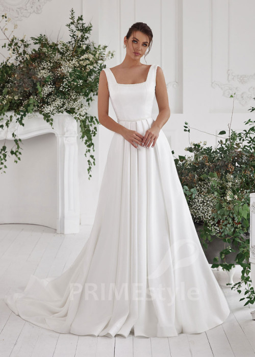 Elegantné hladké svadobné šaty LS800