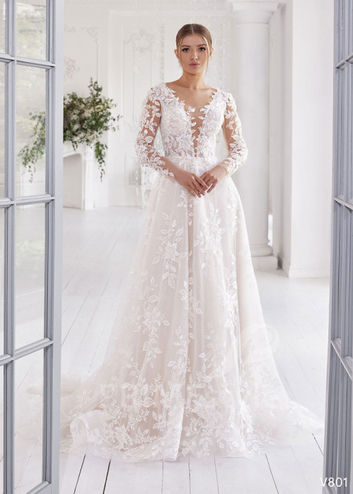 Luxusné krajkové svadobné šaty LS801