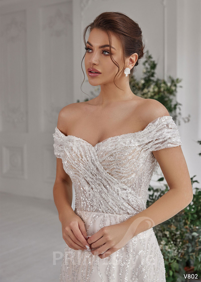 Luxusné trblietavé svadobné šaty LS802