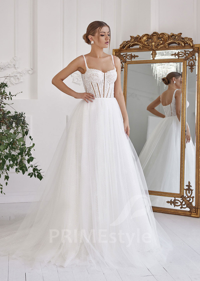 Elegantné tylové svadobné šaty LS803