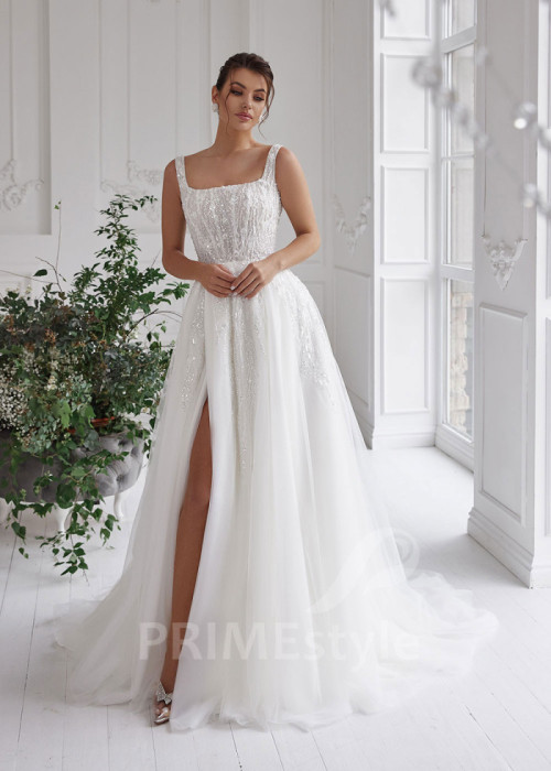 Extravagantné trblietavé svadobné šaty LS805