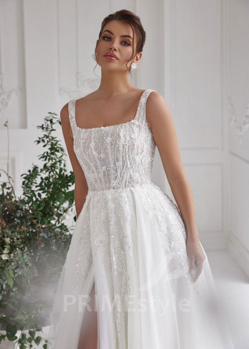 Extravagantné trblietavé svadobné šaty LS805 2