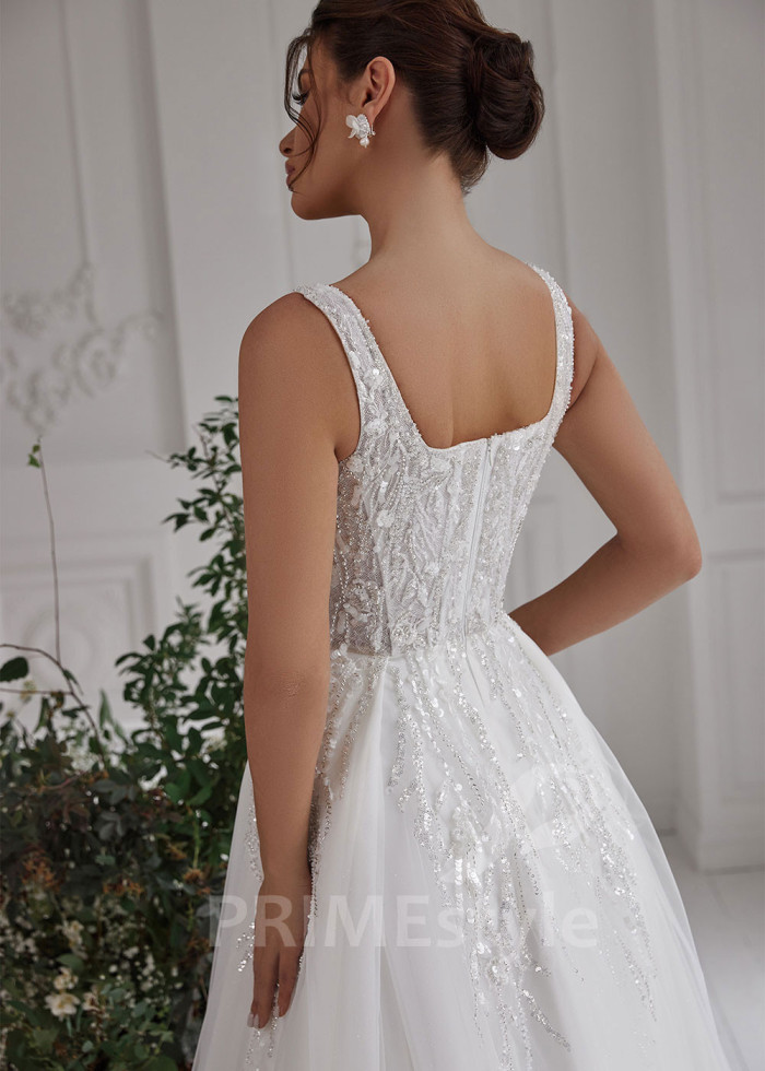 Extravagantné trblietavé svadobné šaty LS805