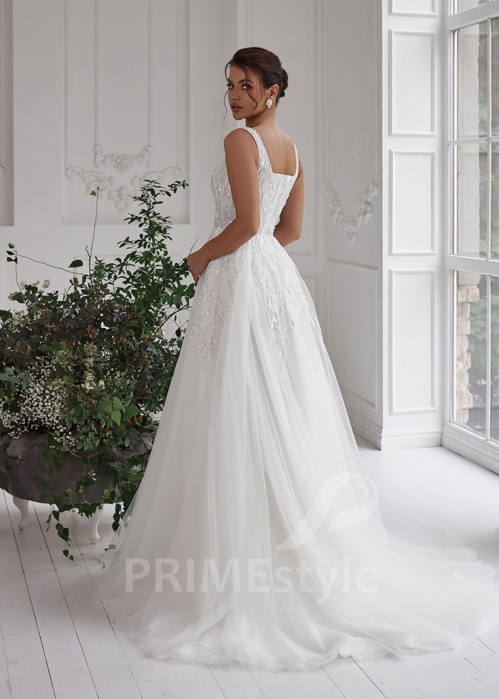 Extravagantné trblietavé svadobné šaty LS805