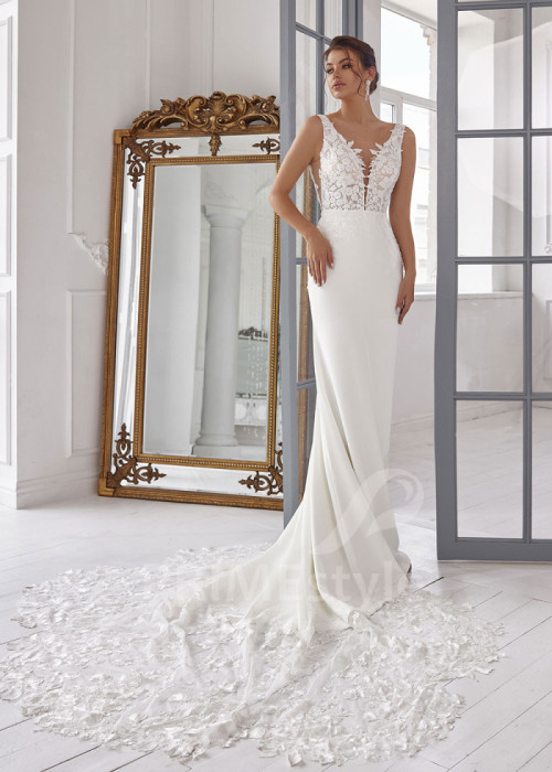 Elegantné úzke svadobné šaty LS807