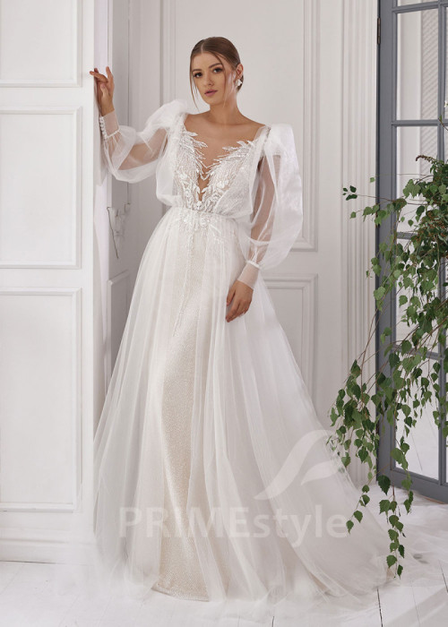 Luxusné trblietavé svadobné šaty LS810