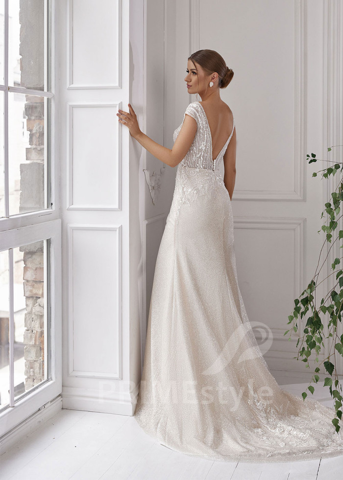 Luxusné trblietavé svadobné šaty LS810