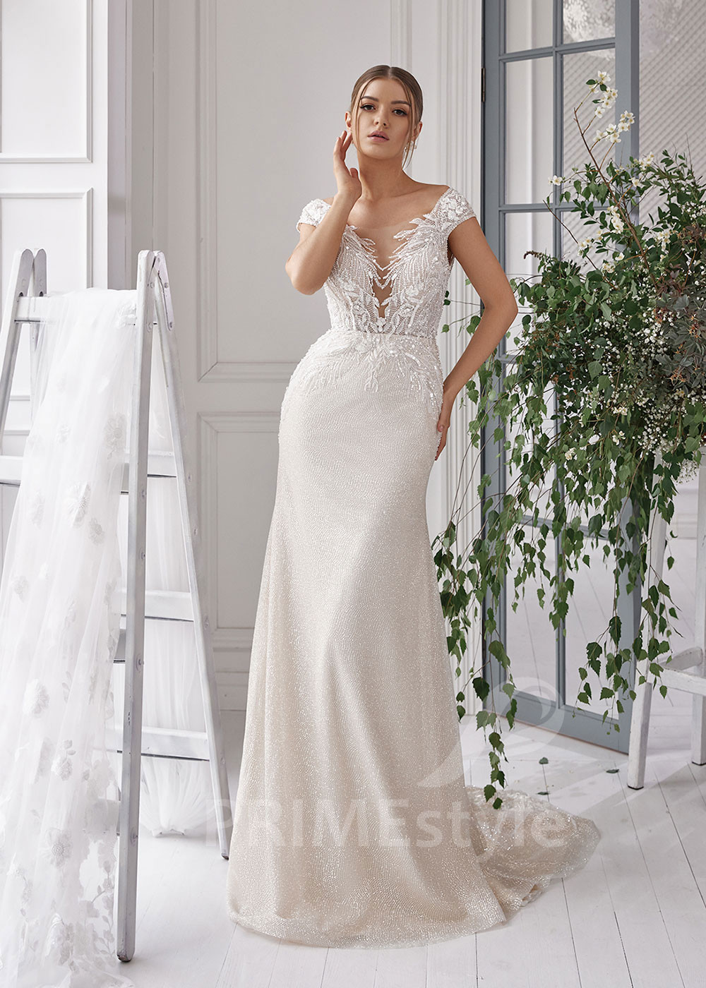 Luxusné trblietavé svadobné šaty LS810