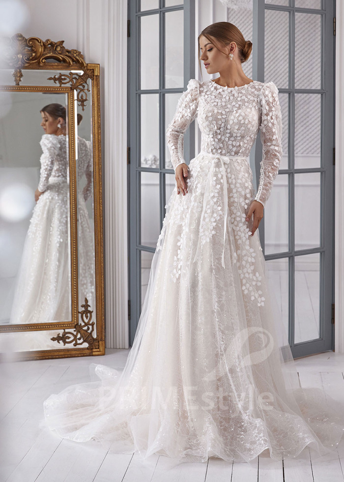 Luxusné čipkované svadobné šaty LS811