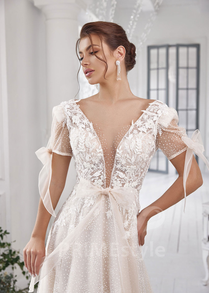 Luxusné romantické svadobné šaty LS813