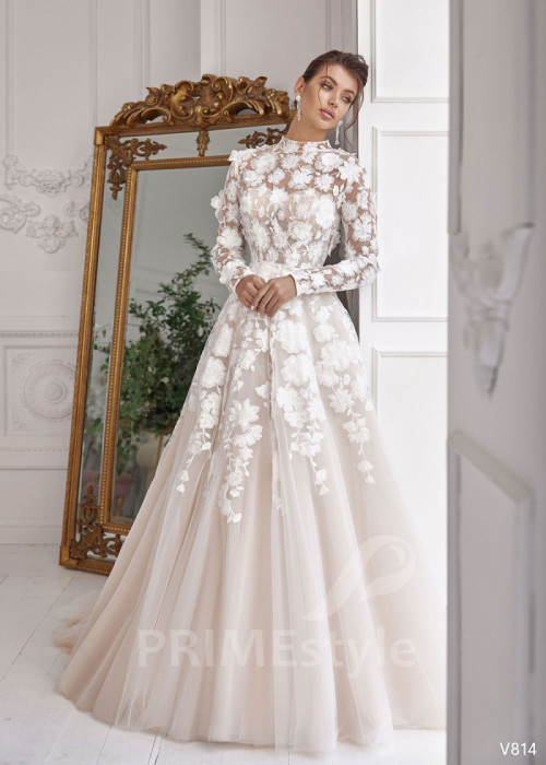 Luxusné kvetované svadobné šaty LS814