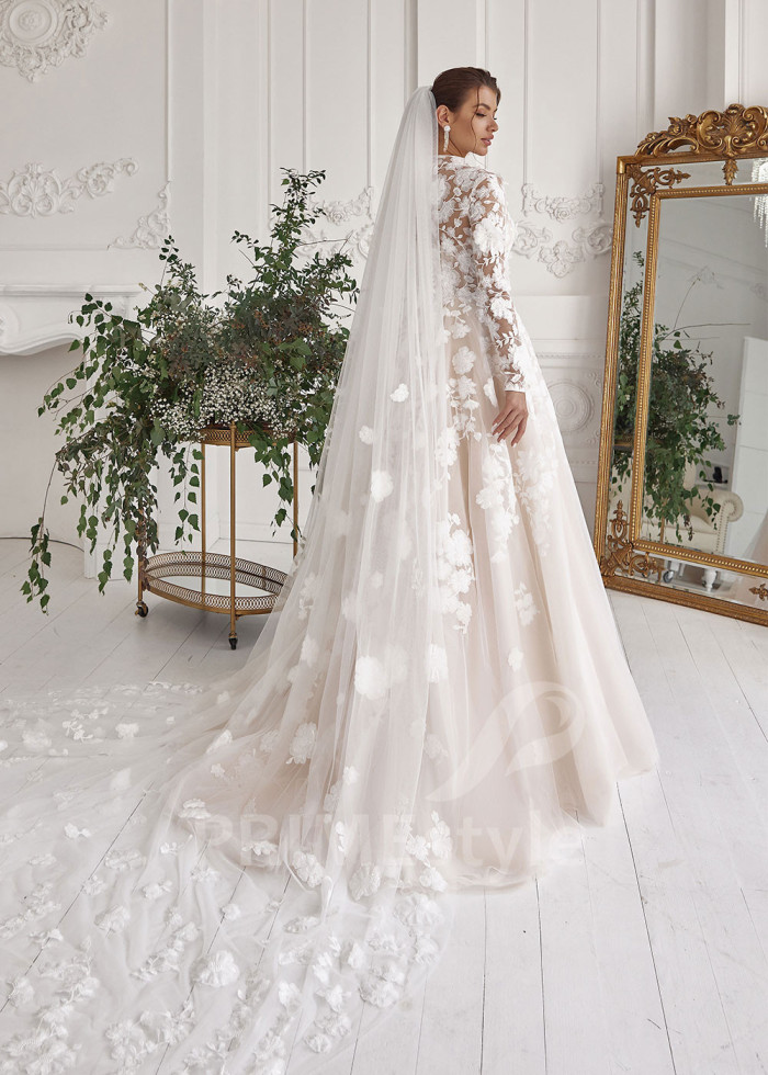 Luxusné kvetované svadobné šaty LS814