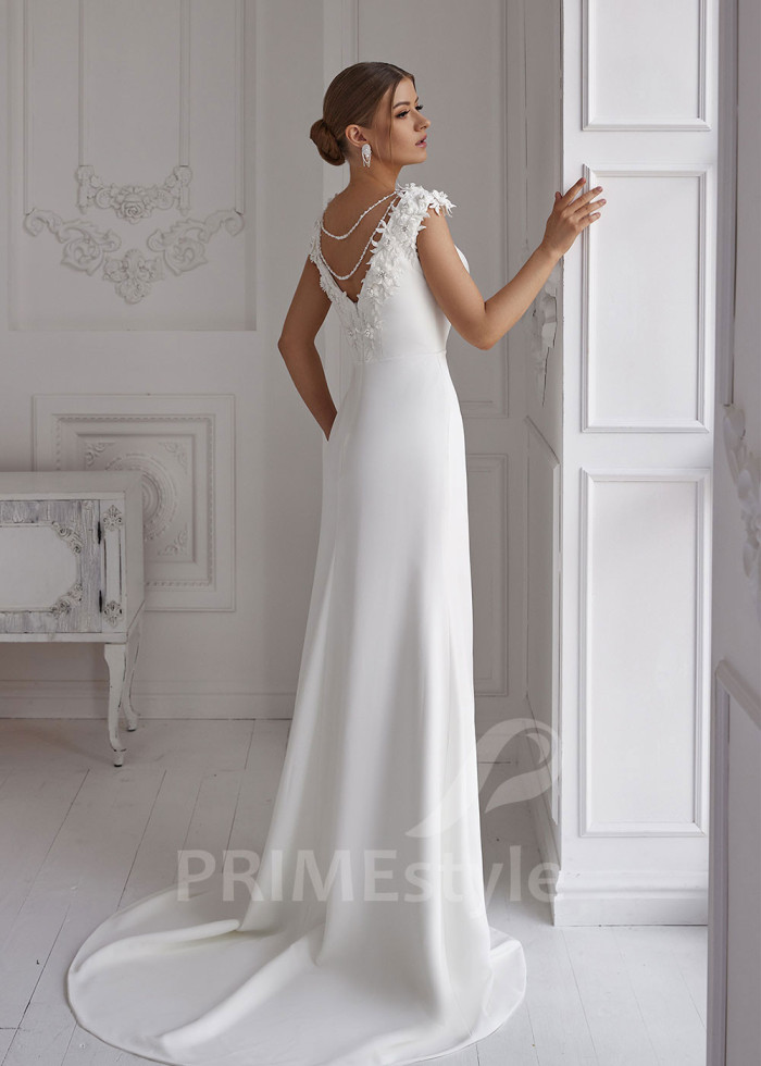 Jednoduché minimalistické svadobné šaty LS815