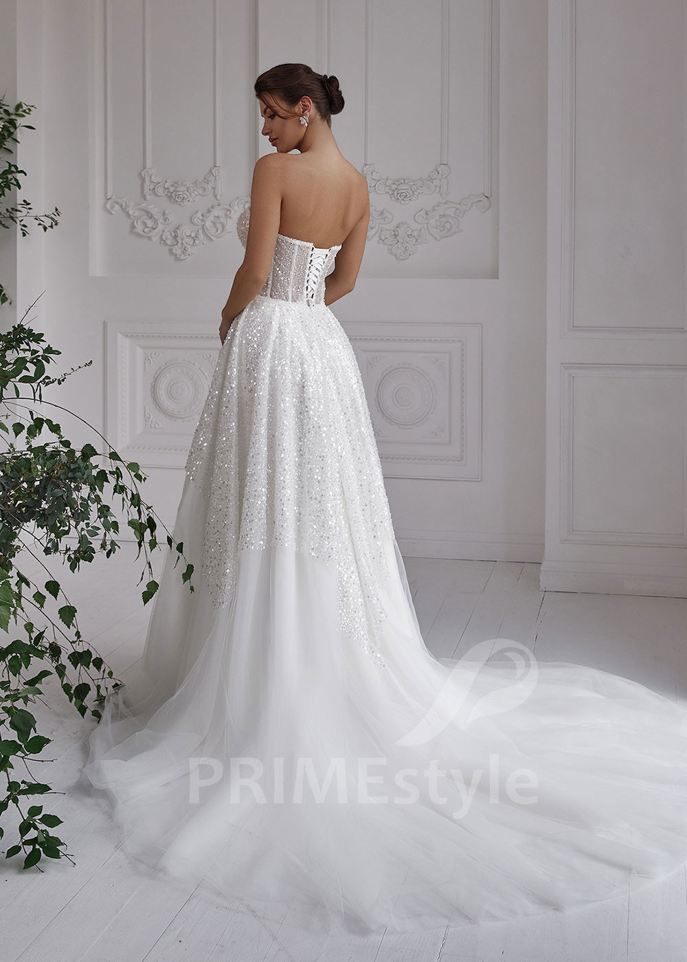 Luxusné trblietavé svadobné šaty LS817