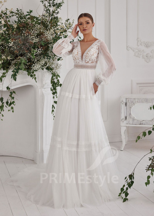 Elegantné boho svadobné šaty LS818