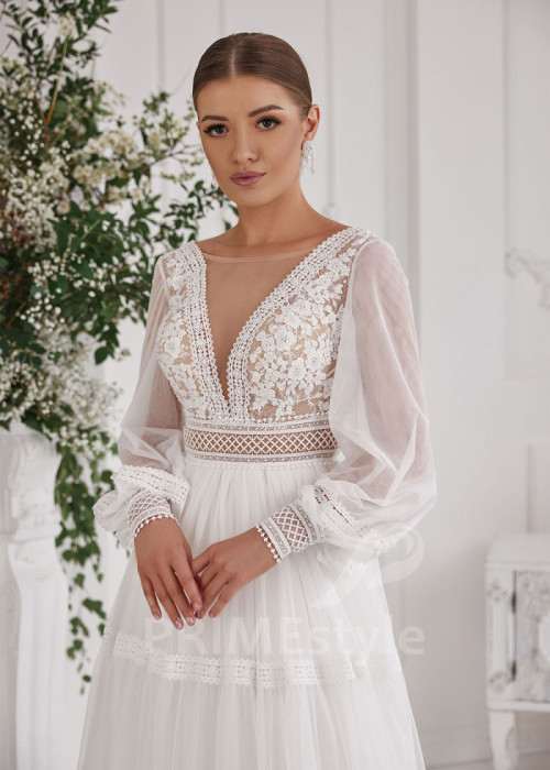 Elegantné boho svadobné šaty LS818 2