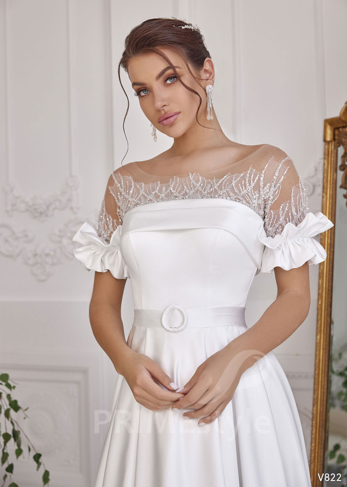 Elegantné hladké svadobné šaty LS822