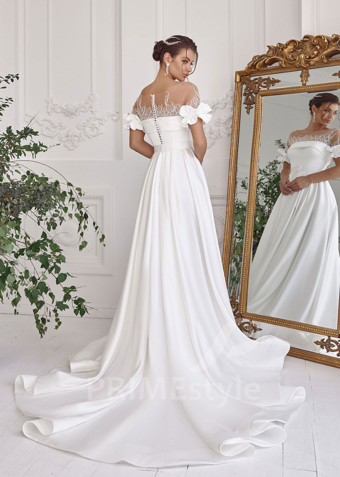 Elegantné hladké svadobné šaty LS822