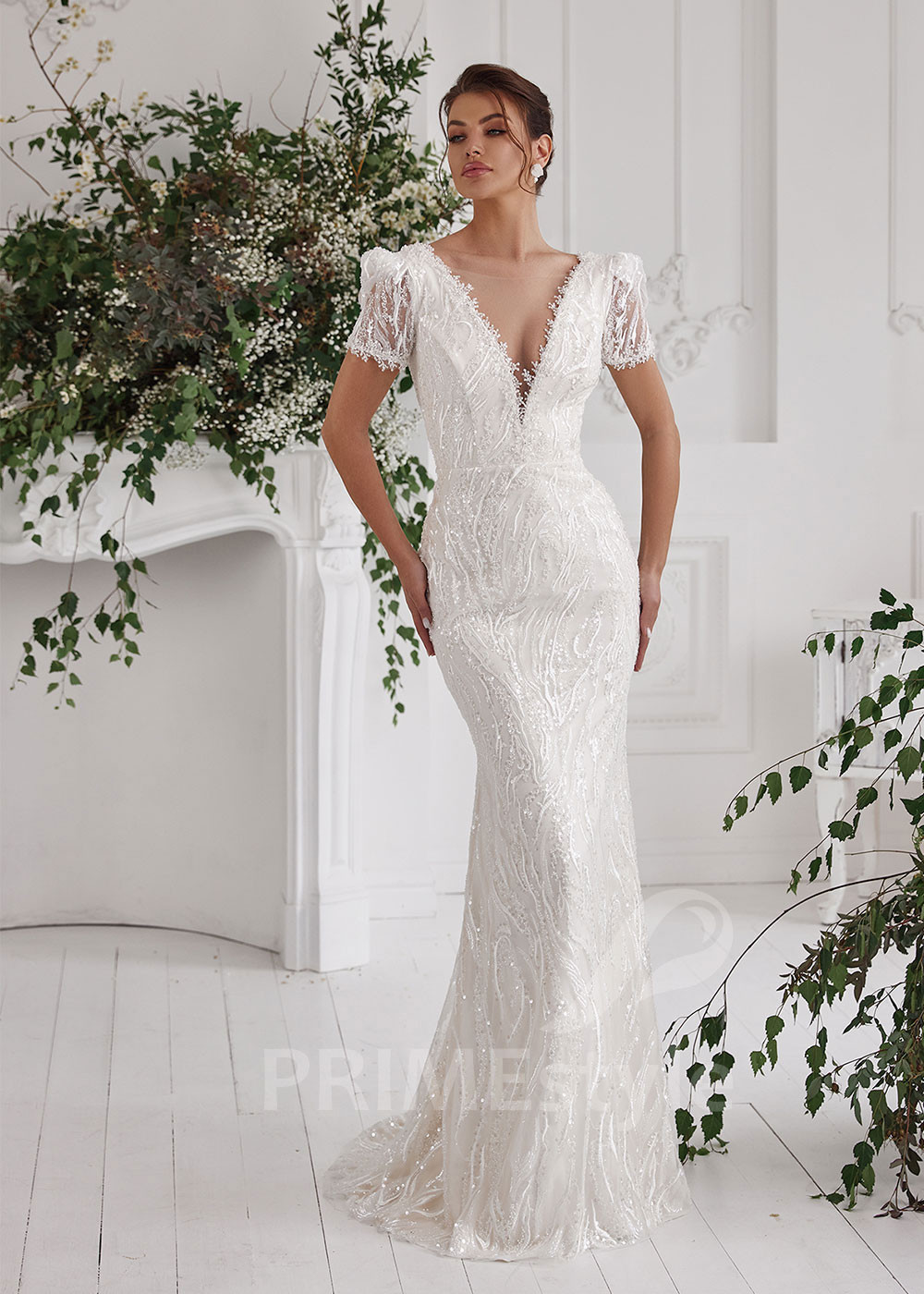 Luxusné úzke svadobné šaty LS825