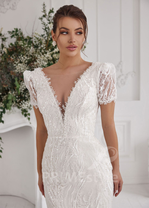 Luxusné úzke svadobné šaty LS825 2