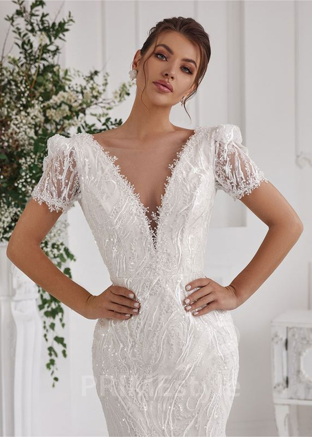 Luxusné úzke svadobné šaty LS825