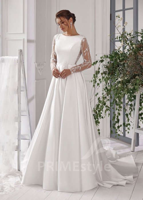 Elegantné hladké svadobné šaty LS828