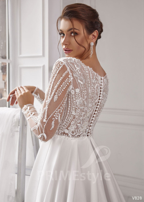 Elegantné hladké svadobné šaty LS828 2