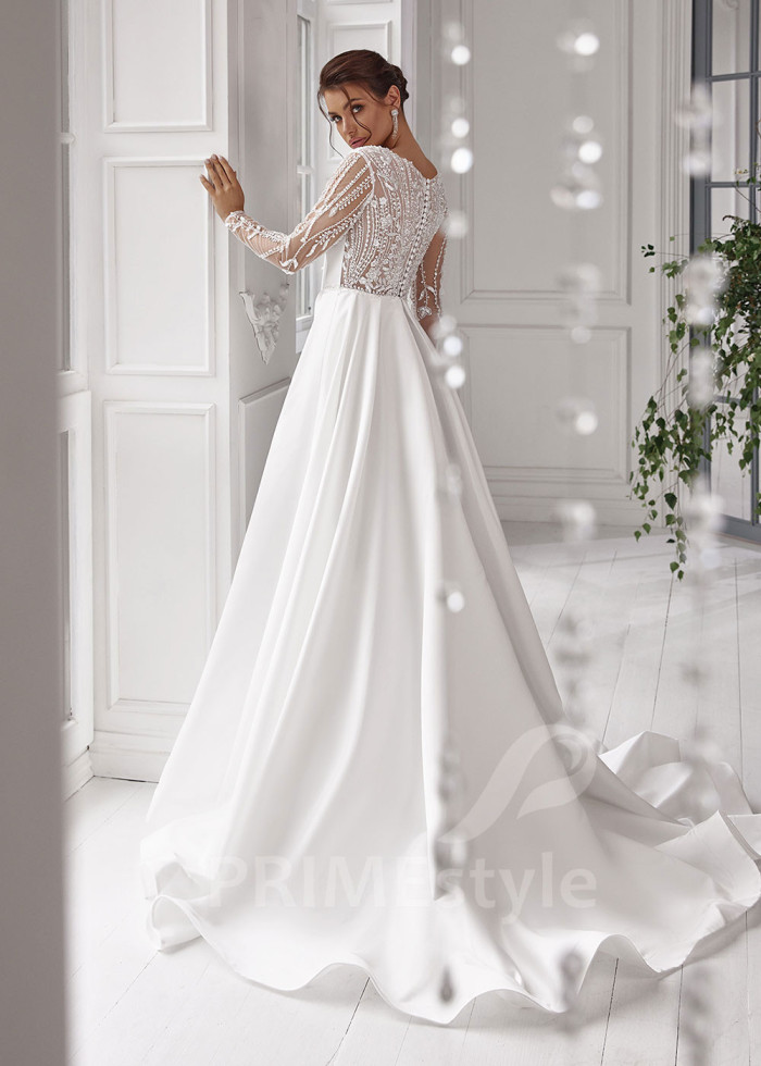 Elegantné hladké svadobné šaty LS828