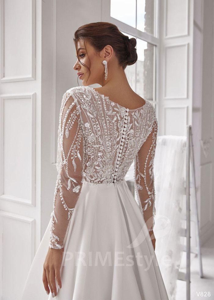 Elegantné hladké svadobné šaty LS828