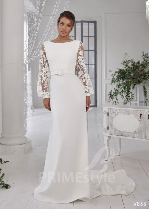 Elegantné hladké svadobné šaty LS833