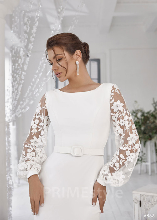 Elegantné hladké svadobné šaty LS833 2