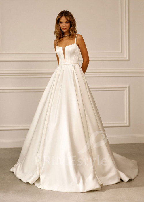 Jednoduché saténove svadobné šaty Anna