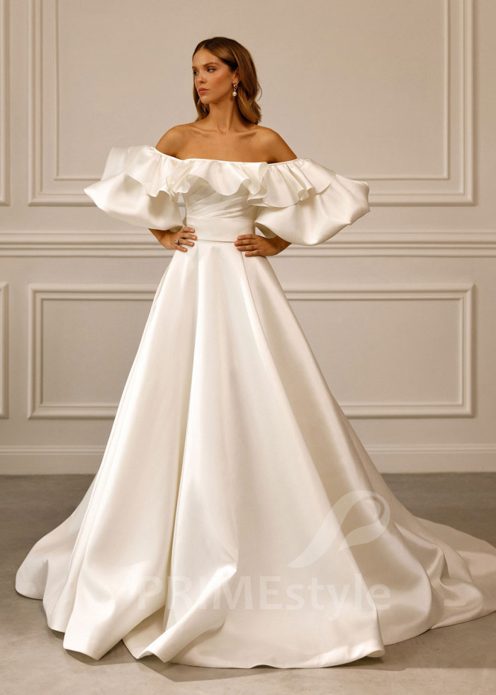 Hladké minimalistické svadobné šaty Camila