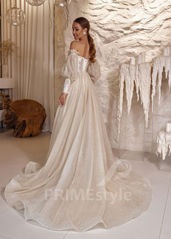 Extravagantné trblietavé svadobné šaty LC2508