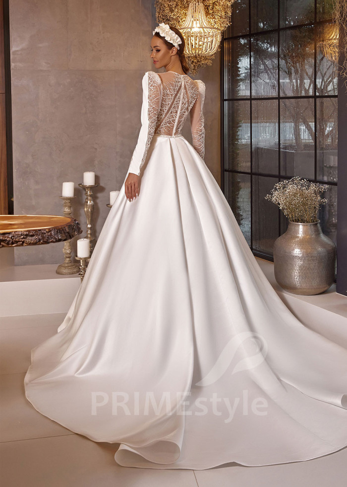 Elegantné hladké svadobné šaty LC2509