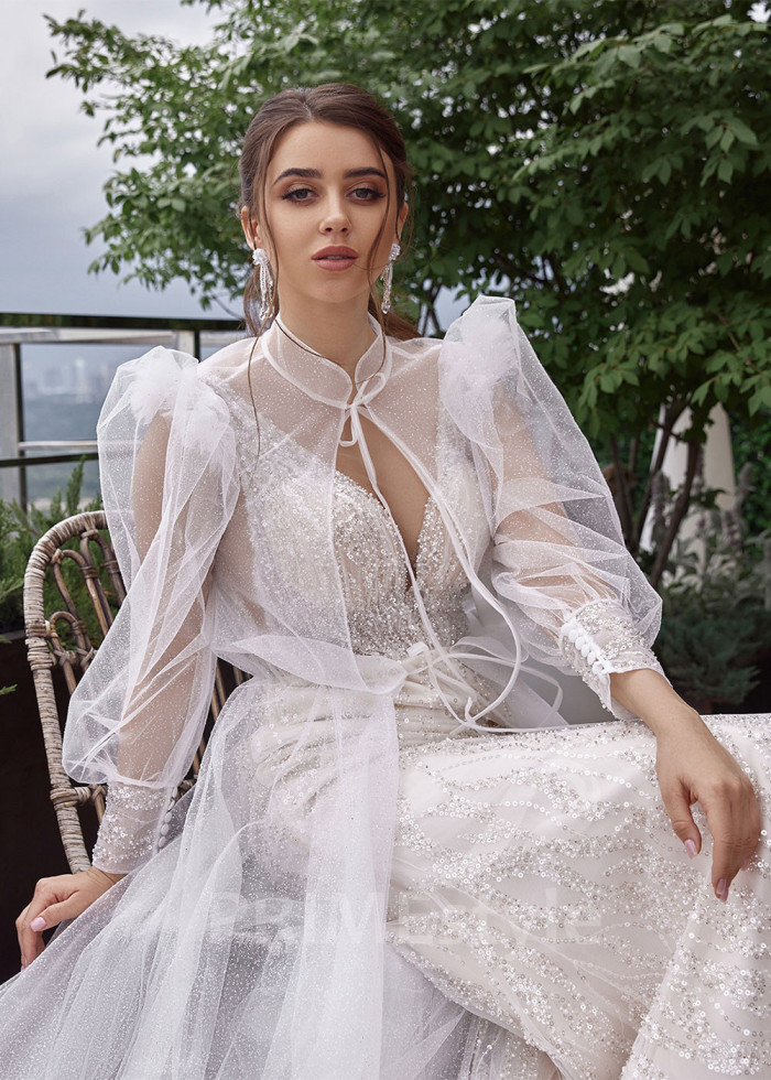 Elegantné trblietavé svadobné šaty LC2510