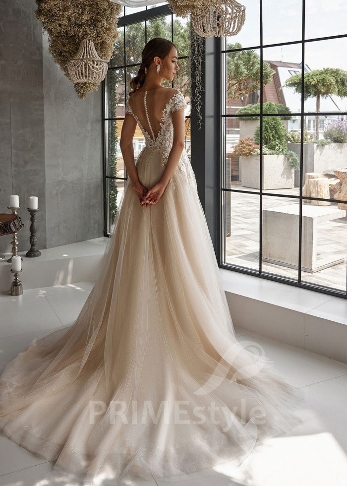 Extravagantné kvetované svadobné šaty LC2511