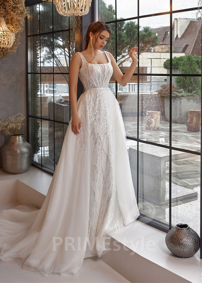 Elegantné trblietavé svadobné šaty LC2517