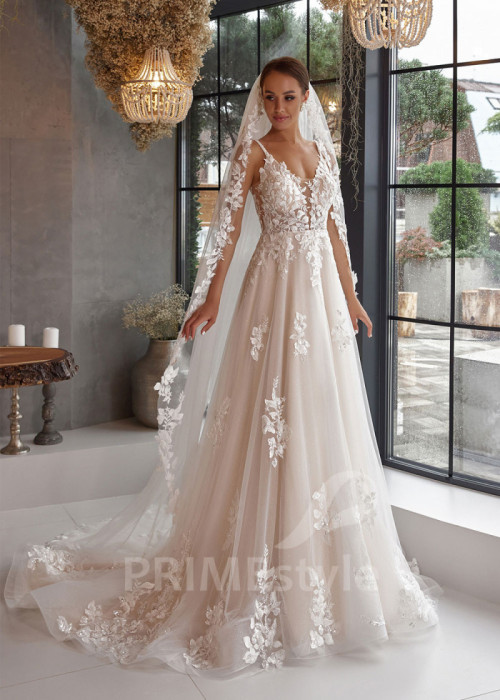 Elegantné čipkované svadobné šaty LC2519