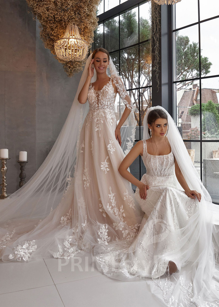 Elegantné čipkované svadobné šaty LC2519