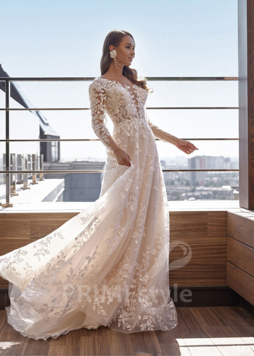 Luxusné čipkované svadobné šaty LC2520