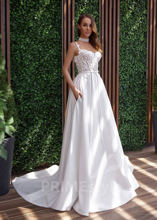 Elegantné čipkované svadobné šaty LC2522