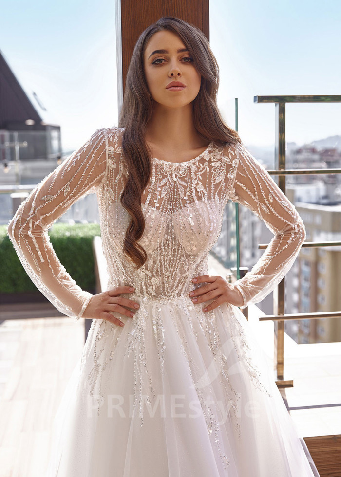 Extravagantné trblietavé svadobné šaty LC2523