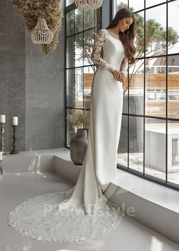 Elegantné hladké svadobné šaty LC2525