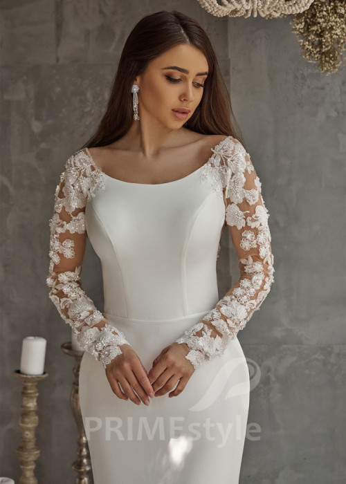 Elegantné hladké svadobné šaty LC2525 2