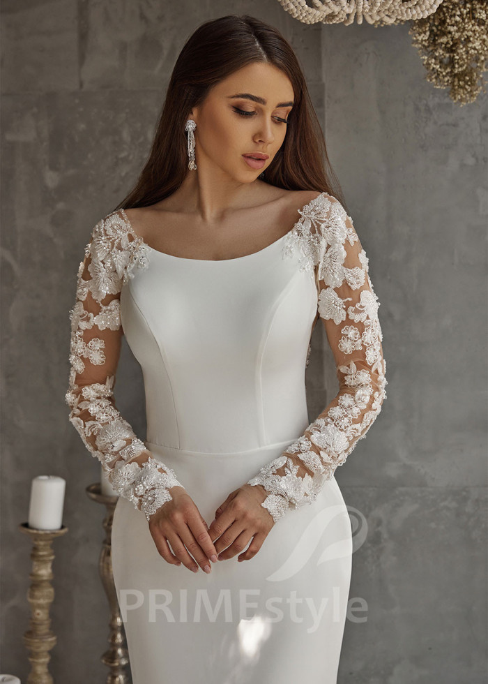 Elegantné hladké svadobné šaty LC2525