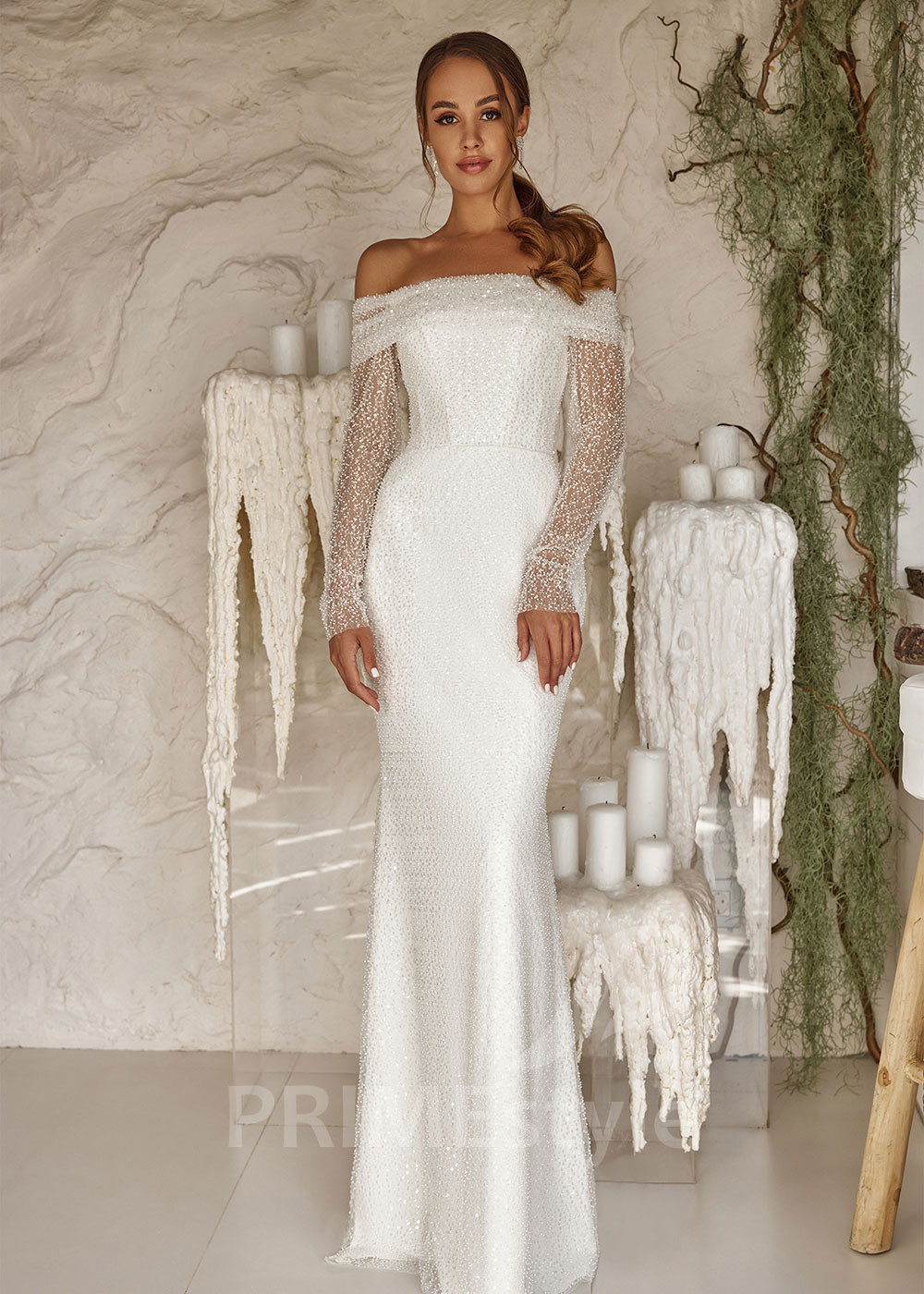 Elegantné trblietavé svadobné šaty LC2527