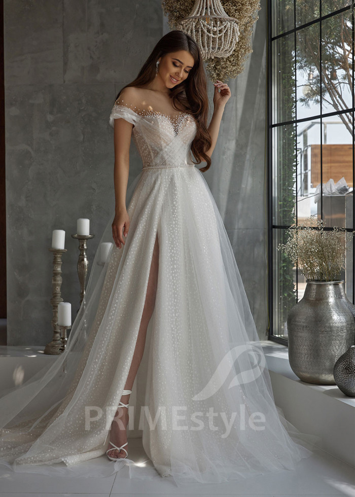 Jednoduché tylové svadobné šaty LC2528