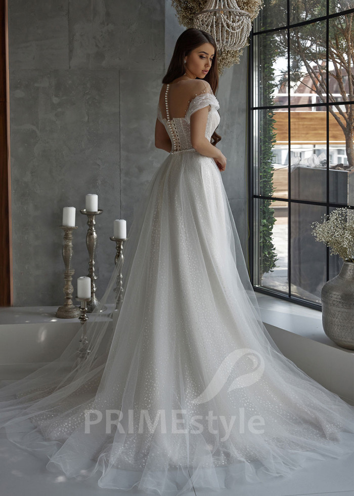 Jednoduché tylové svadobné šaty LC2528